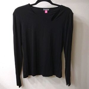 Vince Camuto Black Long Sleeve Tee With Cut Out